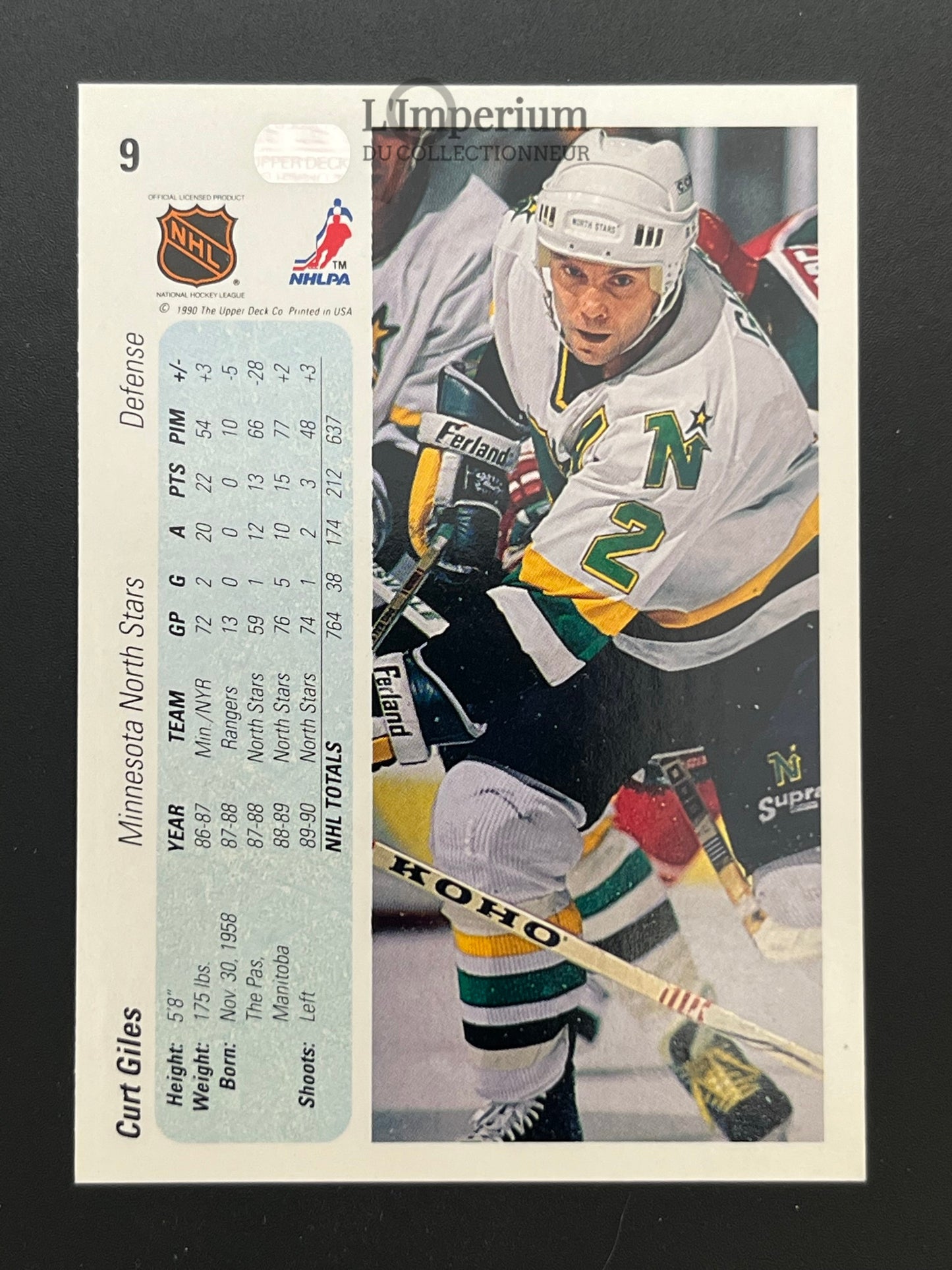 9. Curt Giles Upper Deck 1990-91 Hockey Card