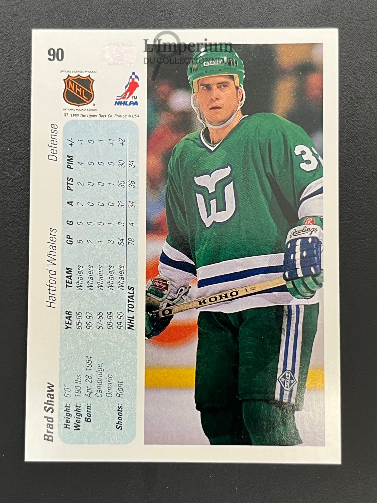 90. Brad Shaw RC Upper Deck 1990-91 Hockey Card