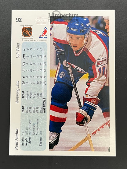 92. Paul Fenton Upper Deck 1990-91 Hockey Card