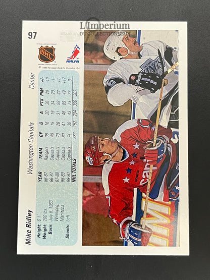 97. Mike Ridley Upper Deck 1990-91 Hockey Card