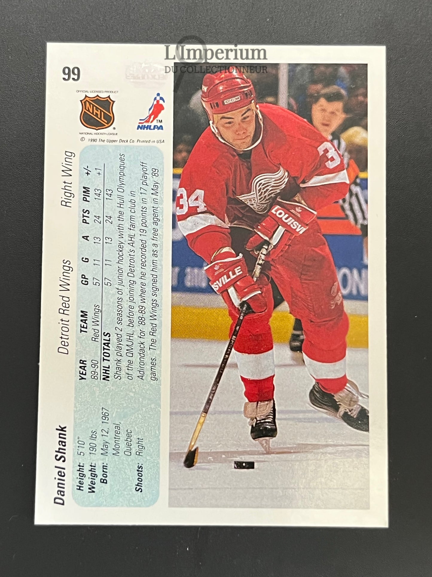 99. Daniel Shank RC Upper Deck 1990-91 Hockey Card