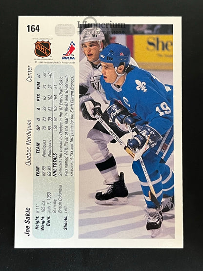 164. Joe Sakic Upper Deck 1990-91 Hockey Card