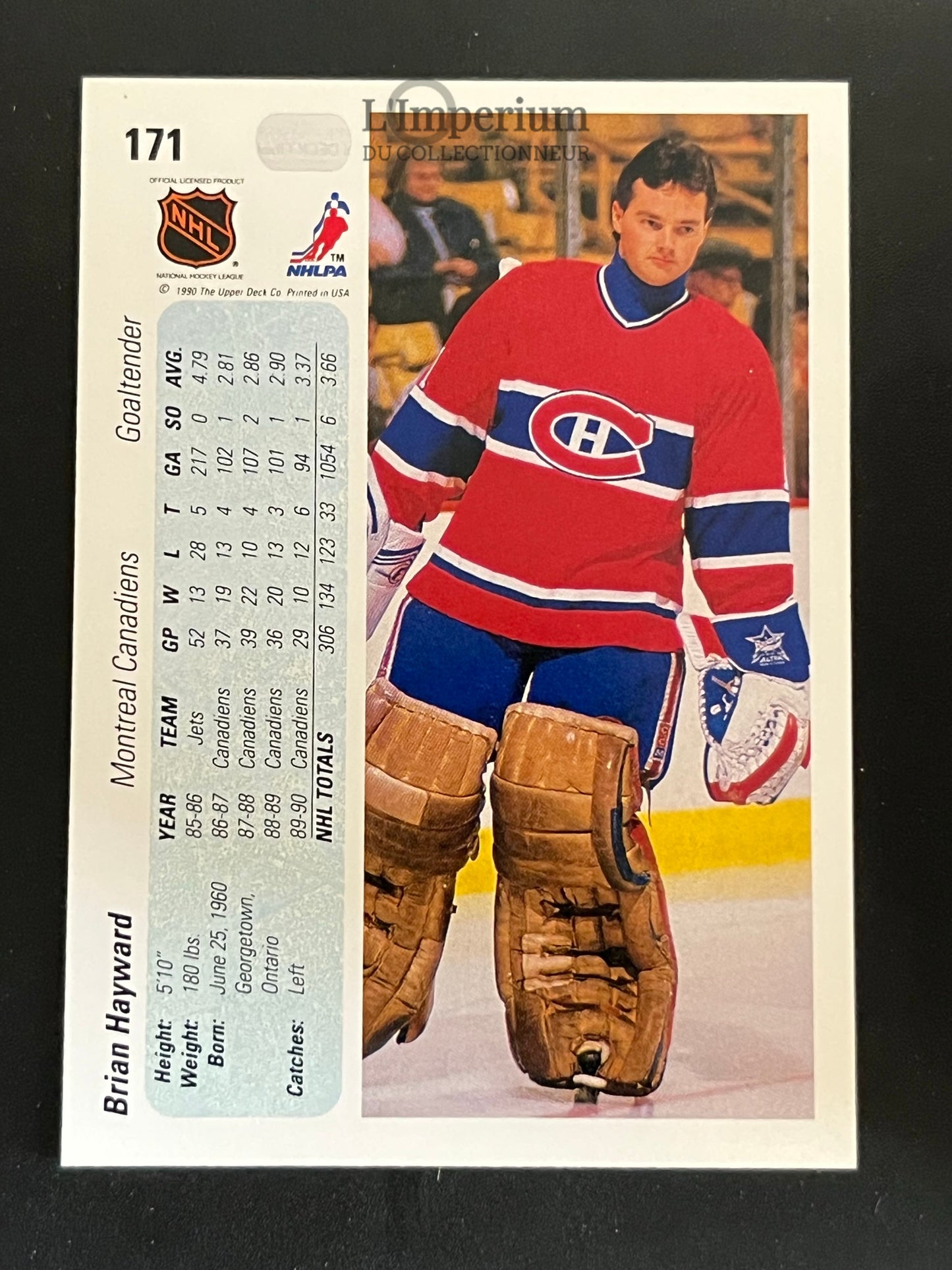 171. Brian Hayward Upper Deck 1990-91 Hockey Card