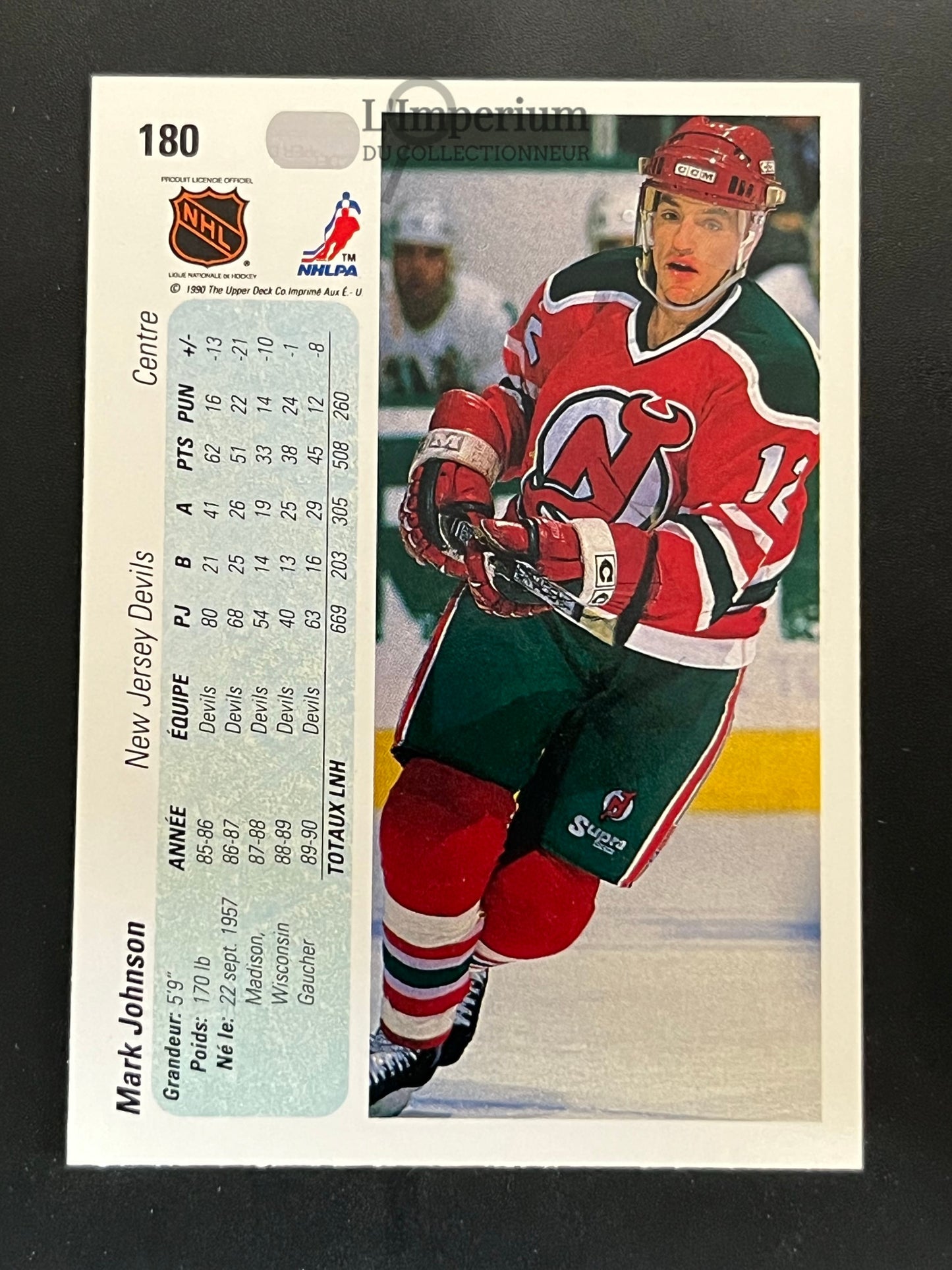 180. Mark Johnson Upper Deck 1990-91 Hockey Card