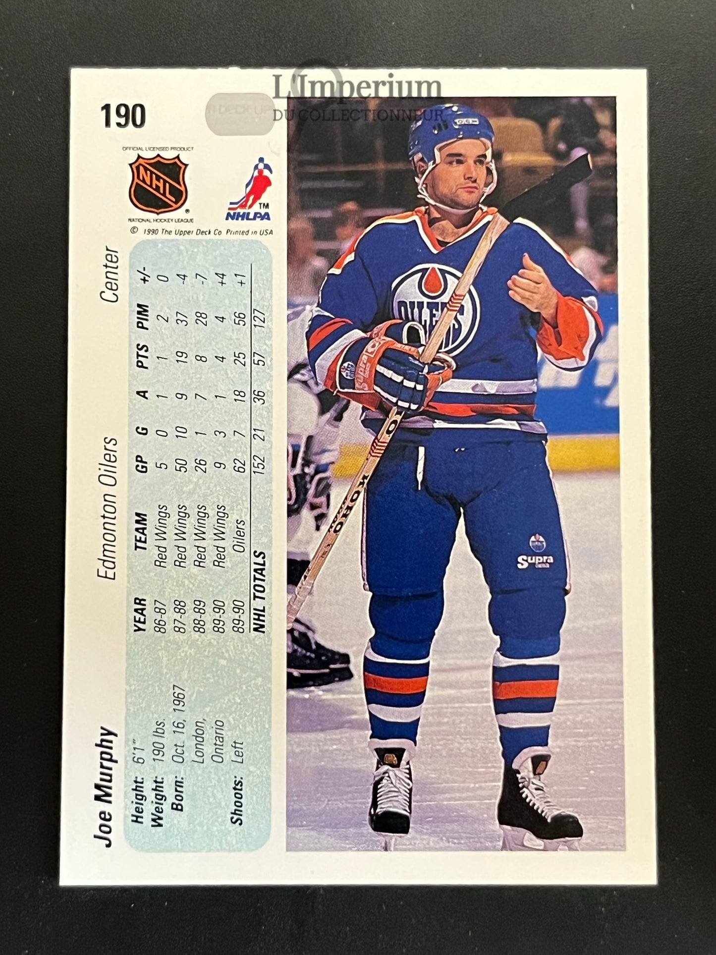 190. Joe Murphy RC Upper Deck 1990-91 Hockey Card