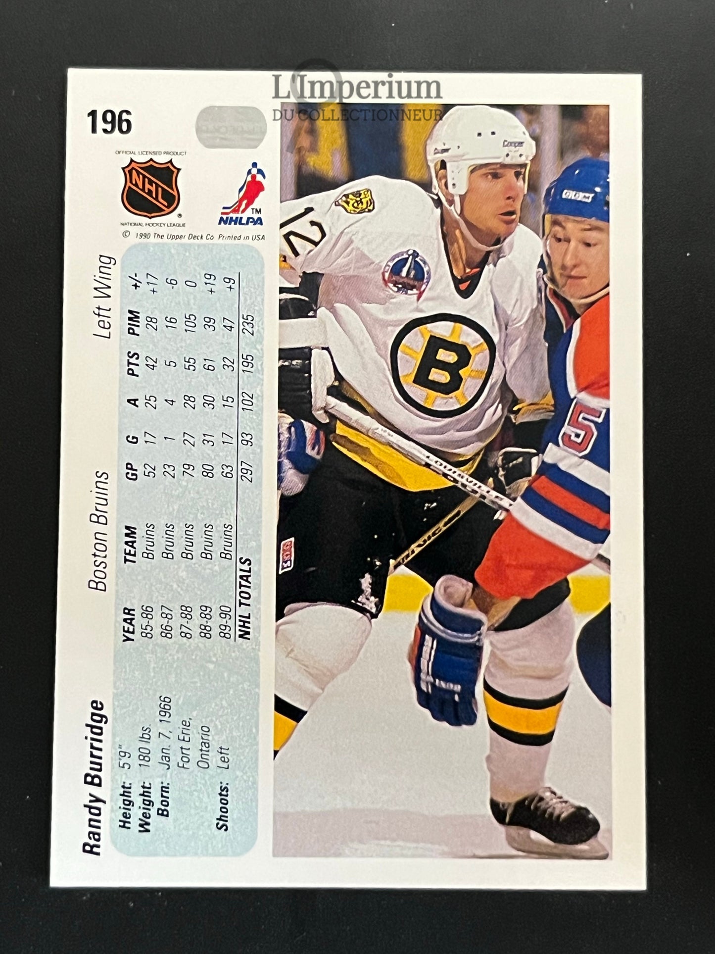 196. Randy Burridge Upper Deck 1990-91 Hockey Card