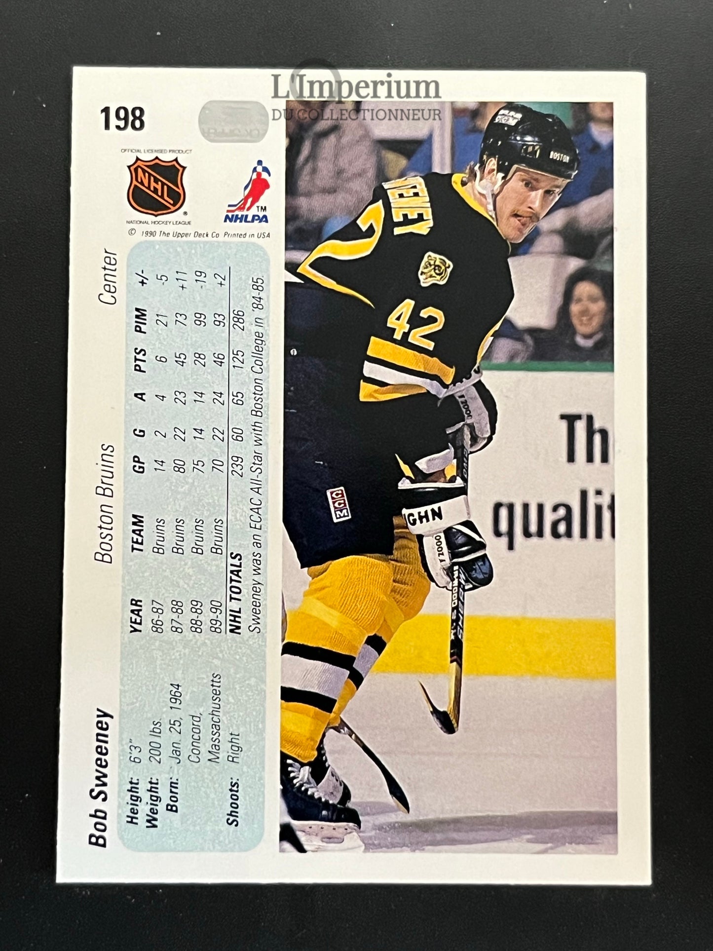 198. Bob Sweeney Upper Deck 1990-91 Hockey Card