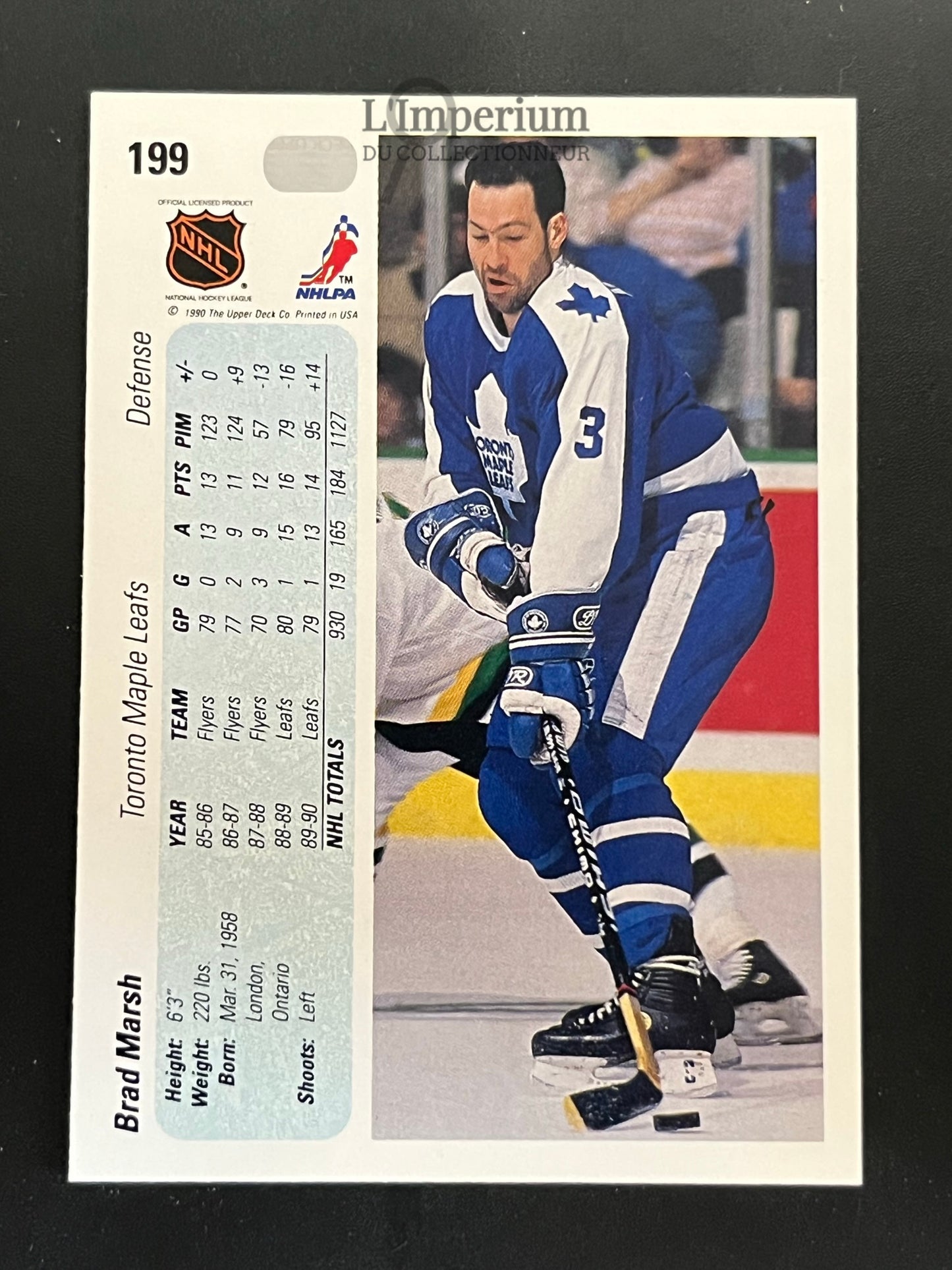 199. Brad Marsh Upper Deck 1990-91 Hockey Card