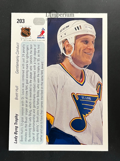 203. Brett Hull (Byng) Upper Deck 1990-91 Hockey Card