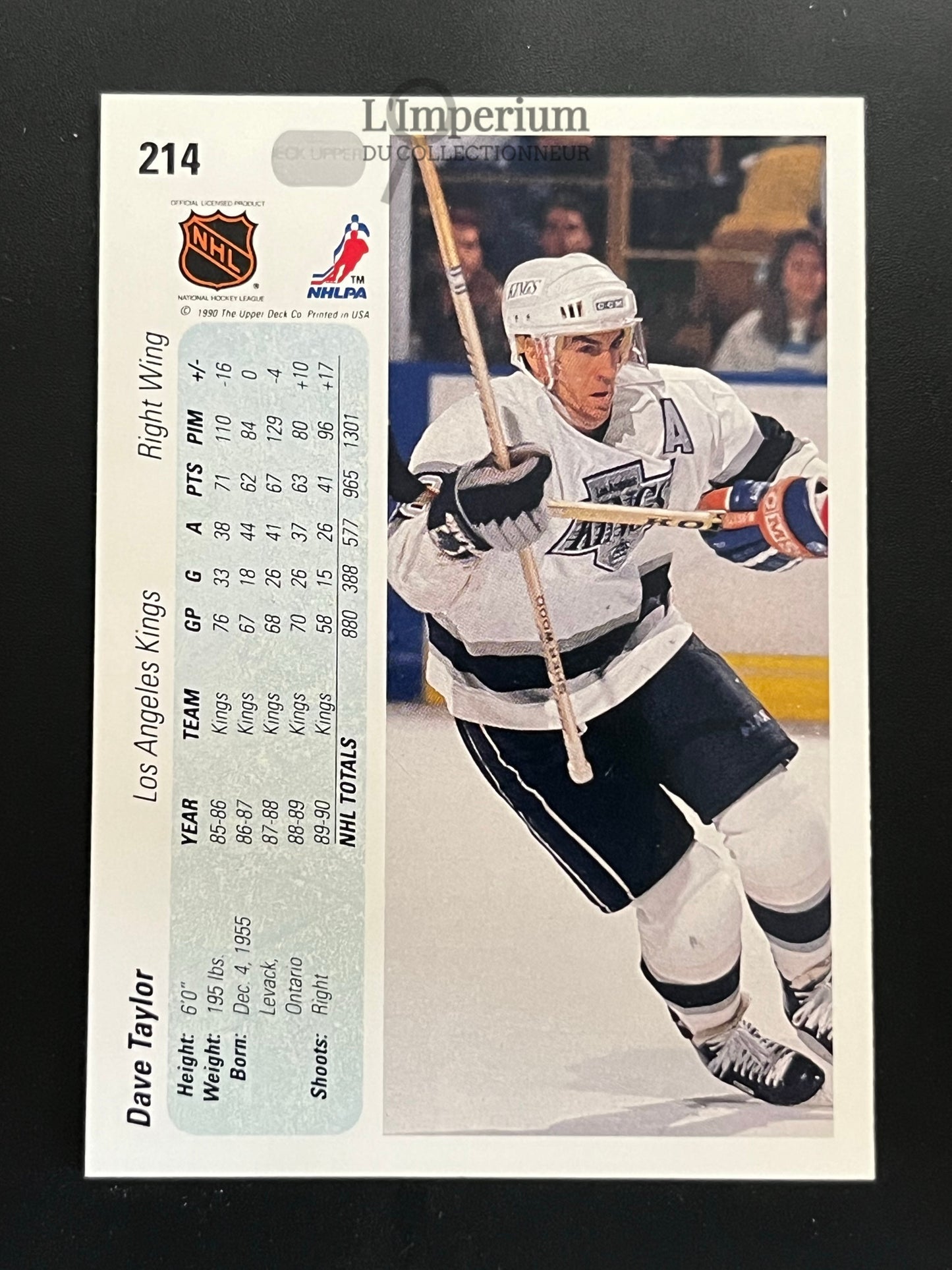 214. Dave Taylor Upper Deck 1990-91 Hockey Card