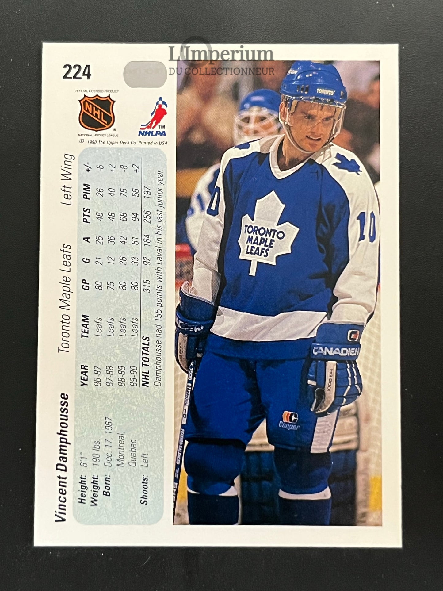 224. Vincent Damphousse Upper Deck 1990-91 Hockey Card