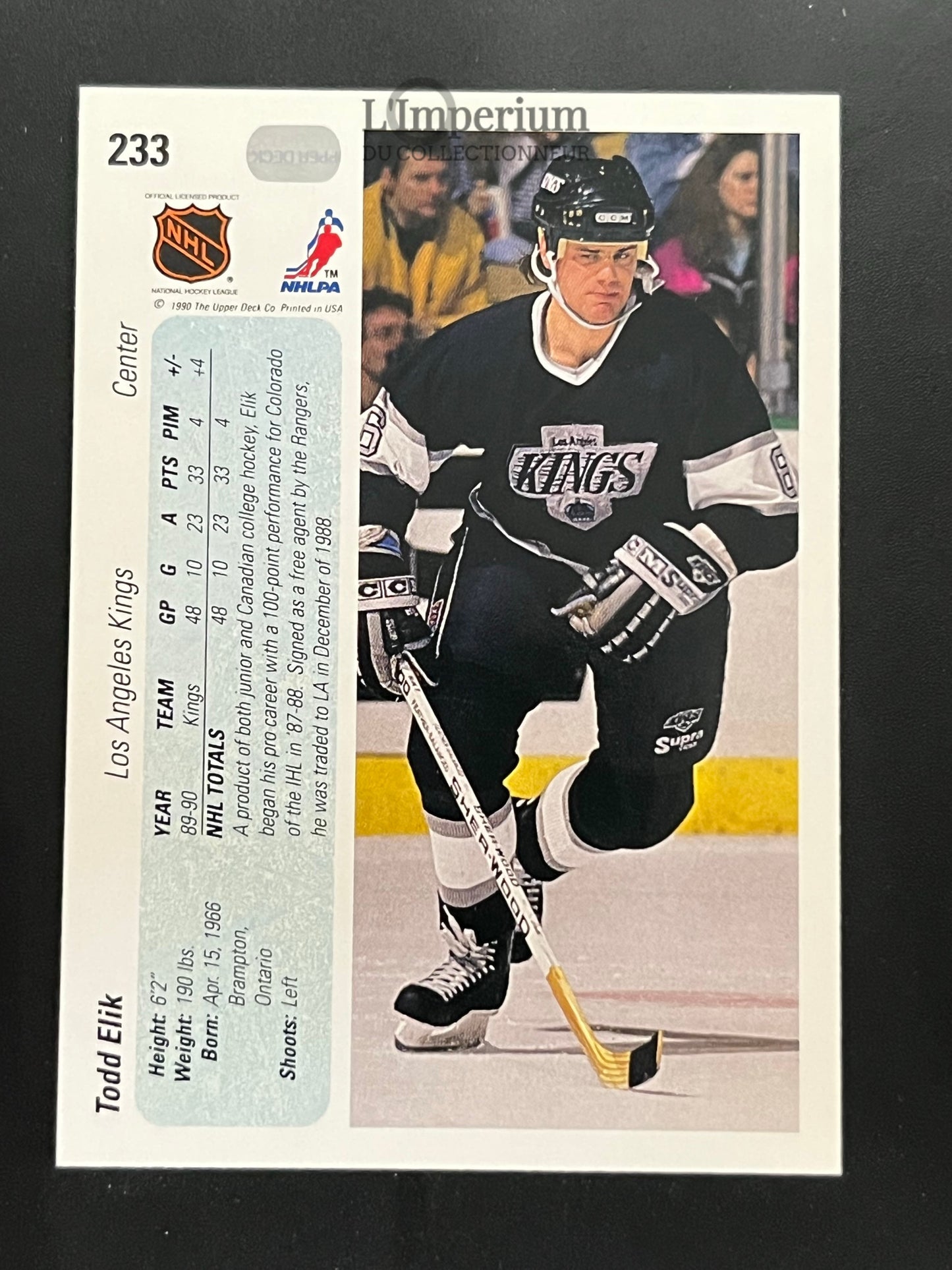 233. Todd Elik RC Upper Deck 1990-91 Hockey Card