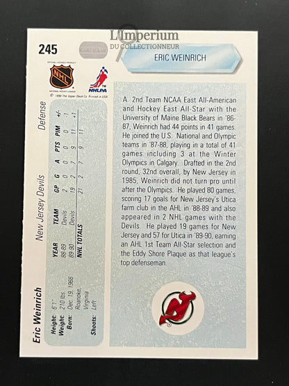 245. Eric Weinrich RC Upper Deck 1990-91 Hockey Card
