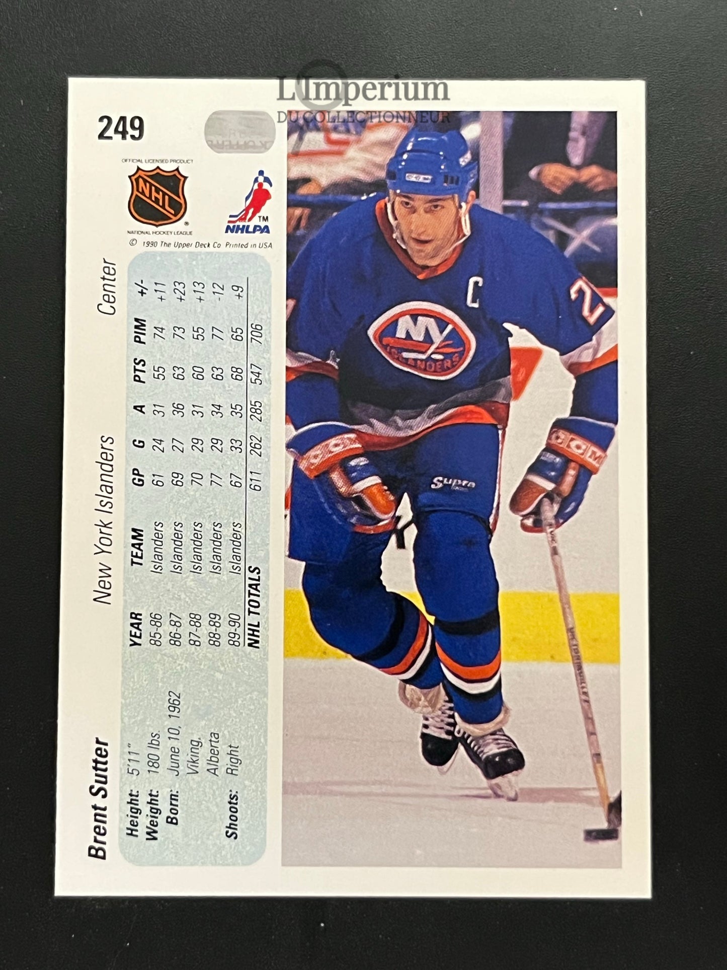 249. Brent Sutter Upper Deck 1990-91 Hockey Card