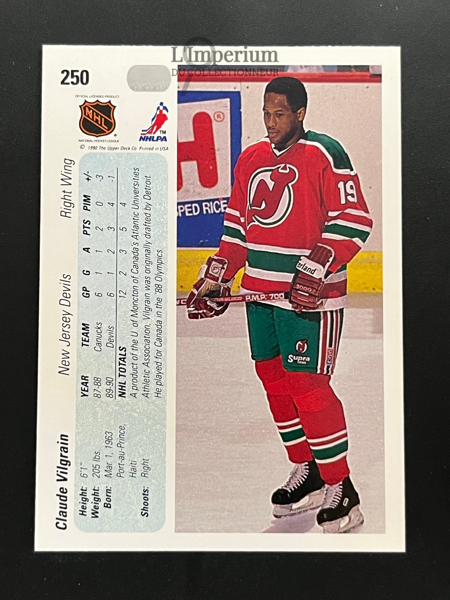 250. Claude Vilgrain RC Upper Deck 1990-91 Hockey Card