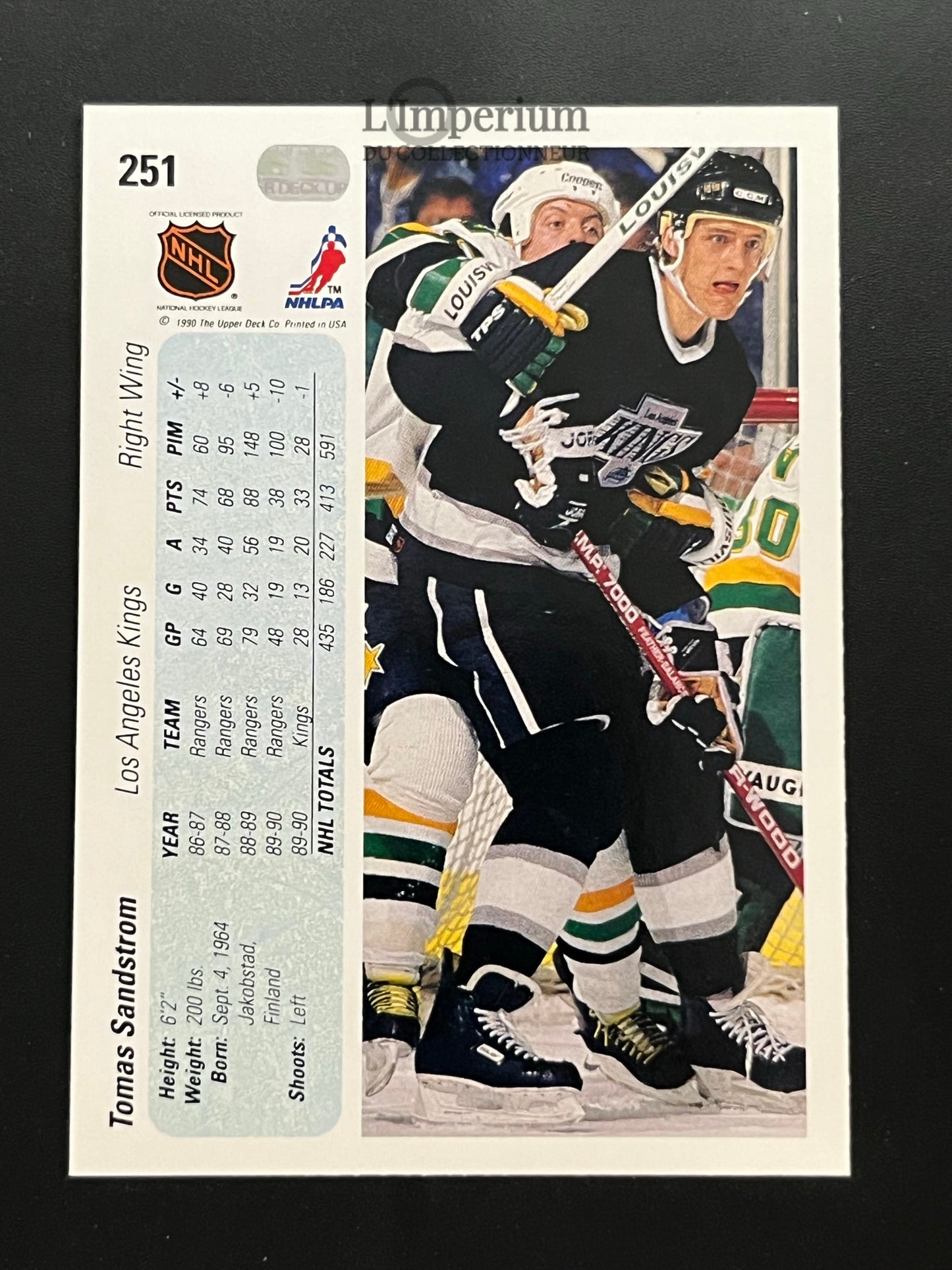 251. Thomas Sandstrom Upper Deck 1990-91 Hockey Card