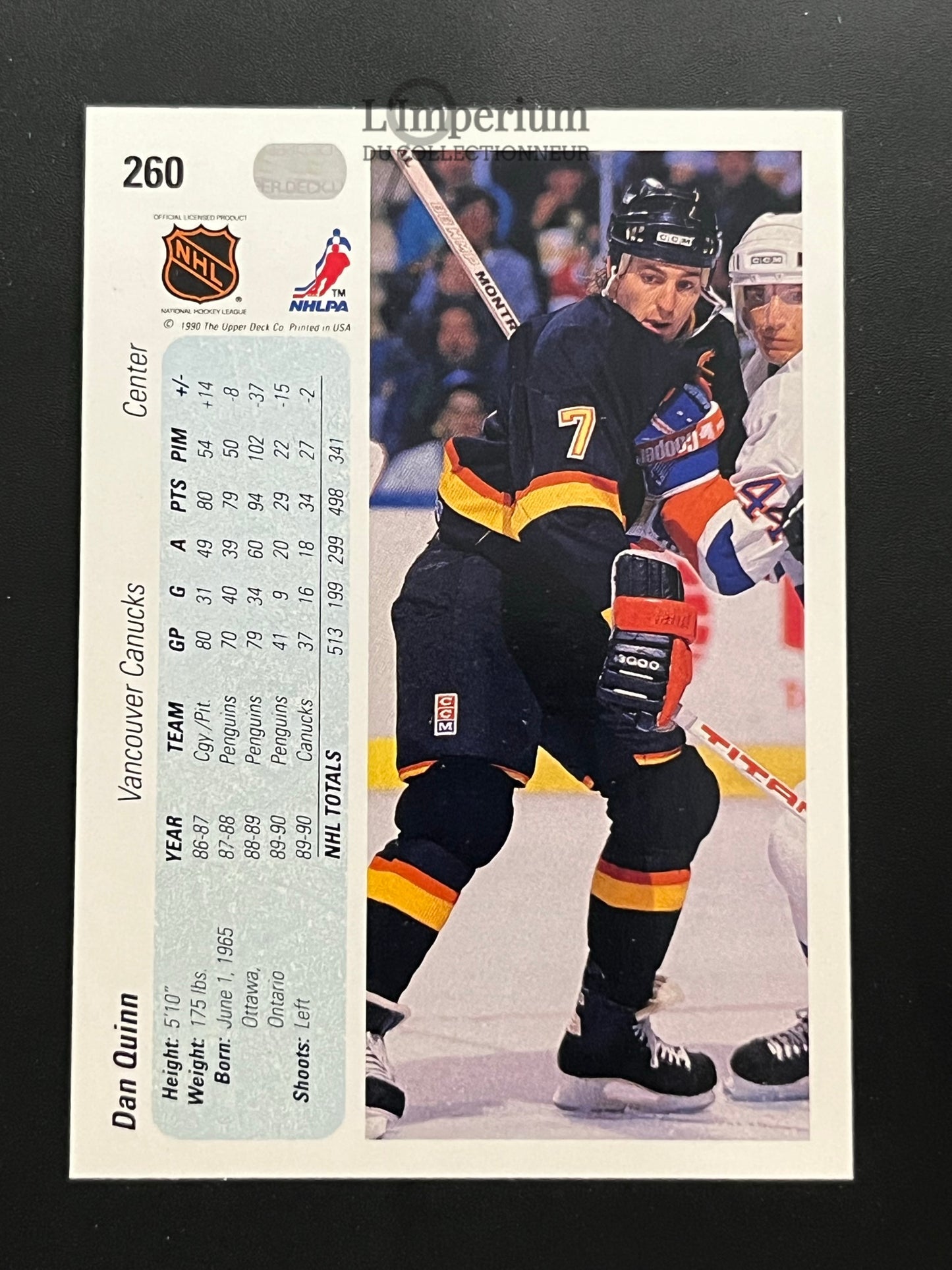 260. Dan Quinn Upper Deck 1990-91 Hockey Card