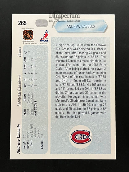 265. Andrew Cassels RC Upper Deck 1990-91 Hockey Card