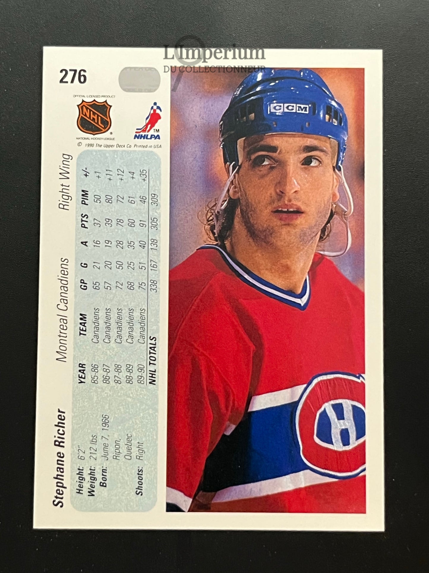276. Stephane Richer Upper Deck 1990-91 Hockey Card