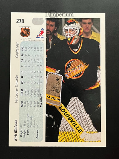 278. Kirk McLean Upper Deck 1990-91 Hockey Card
