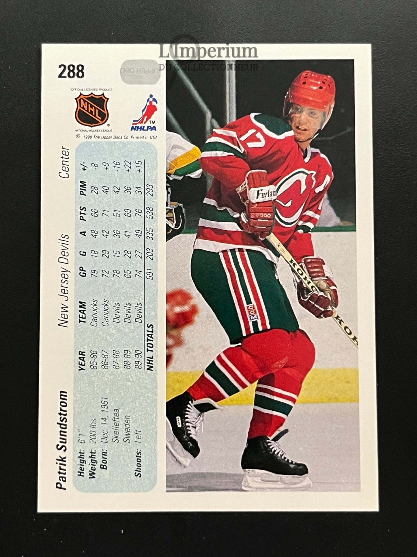 288. Patrick Sundstrom Upper Deck 1990-91 Hockey Card