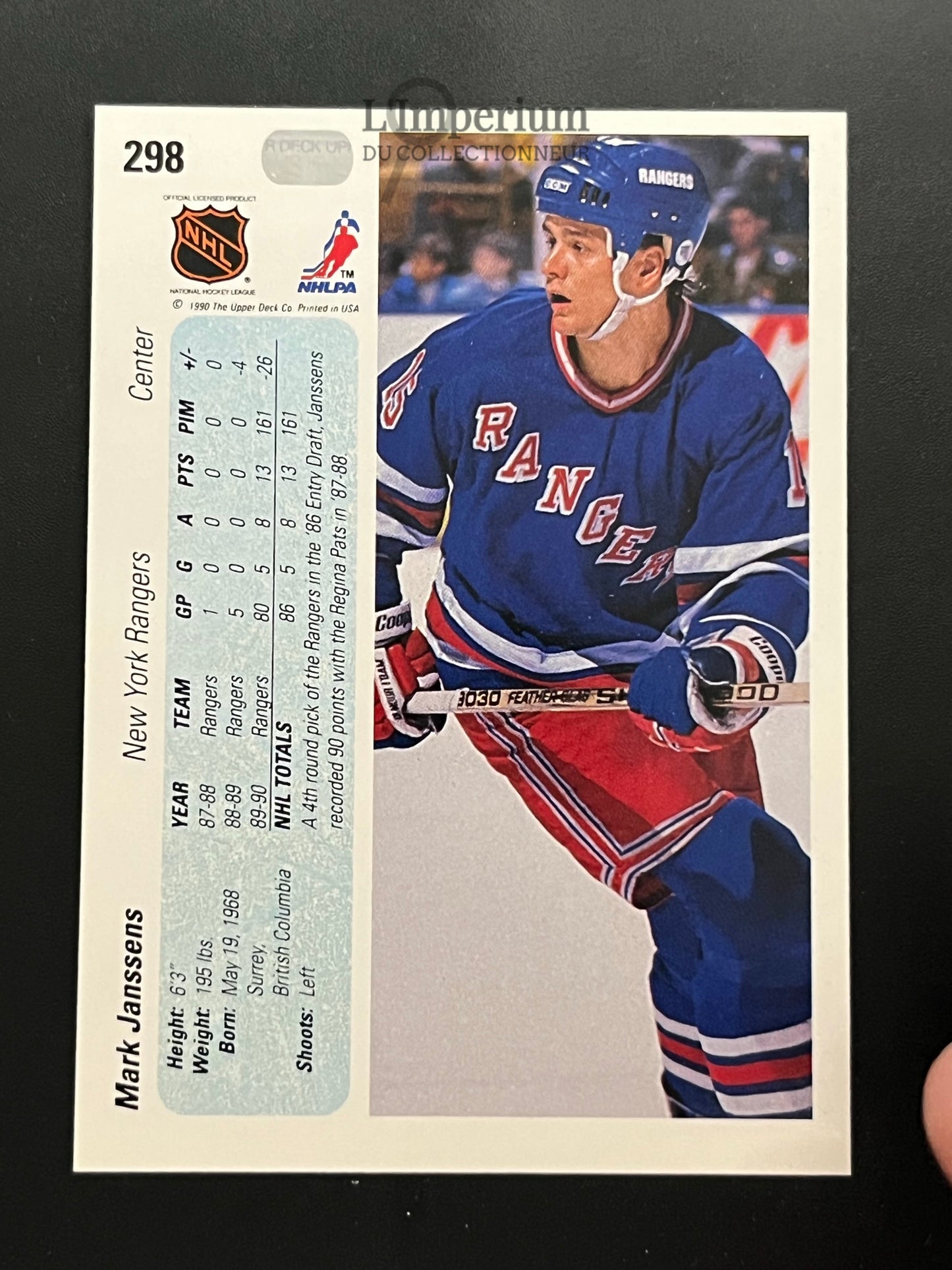 298. Mark Janssens RC Upper Deck 1990-91 Hockey Card