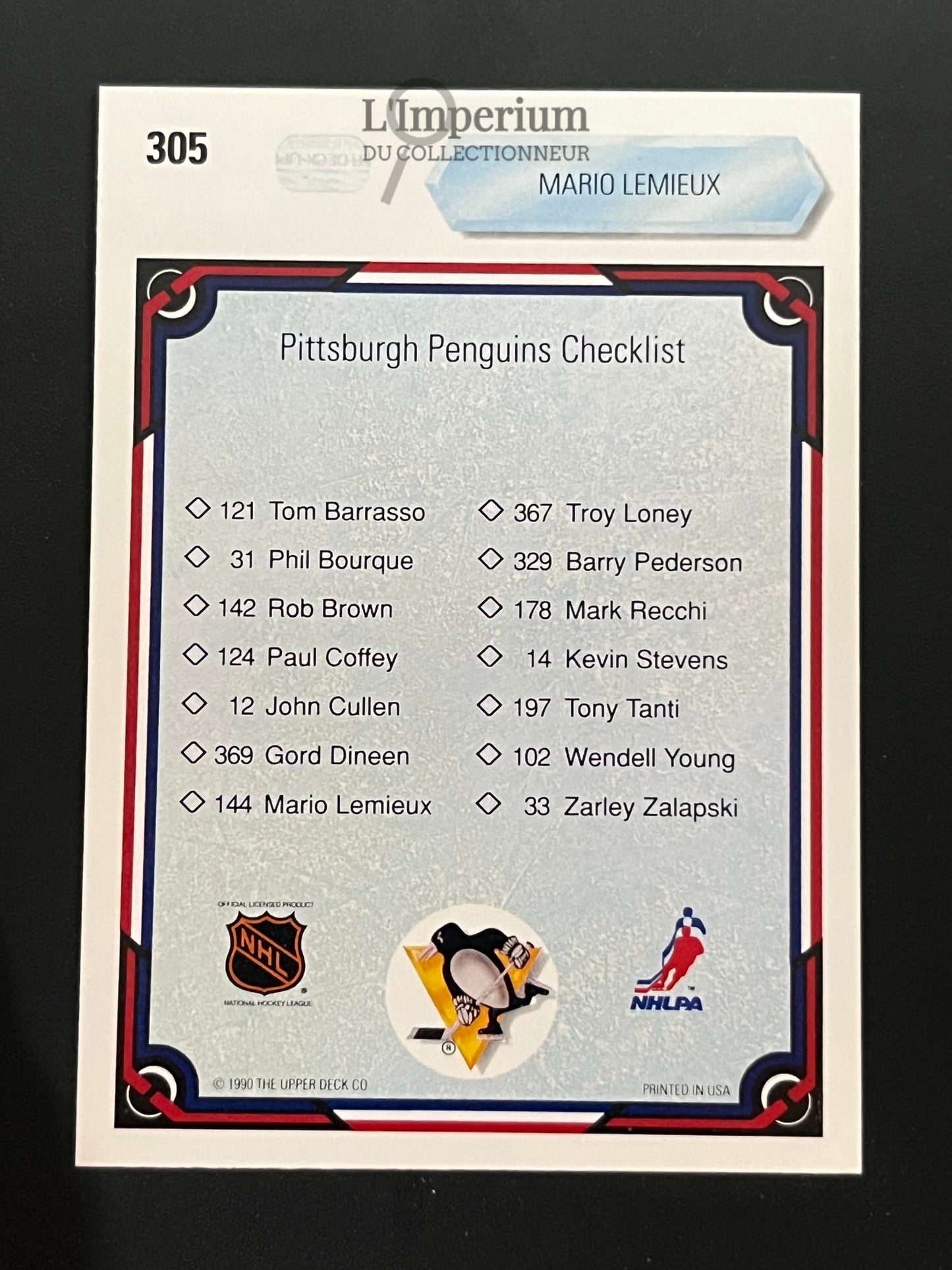 305. Mario Lemieux TC Upper Deck 1990-91 Hockey Card