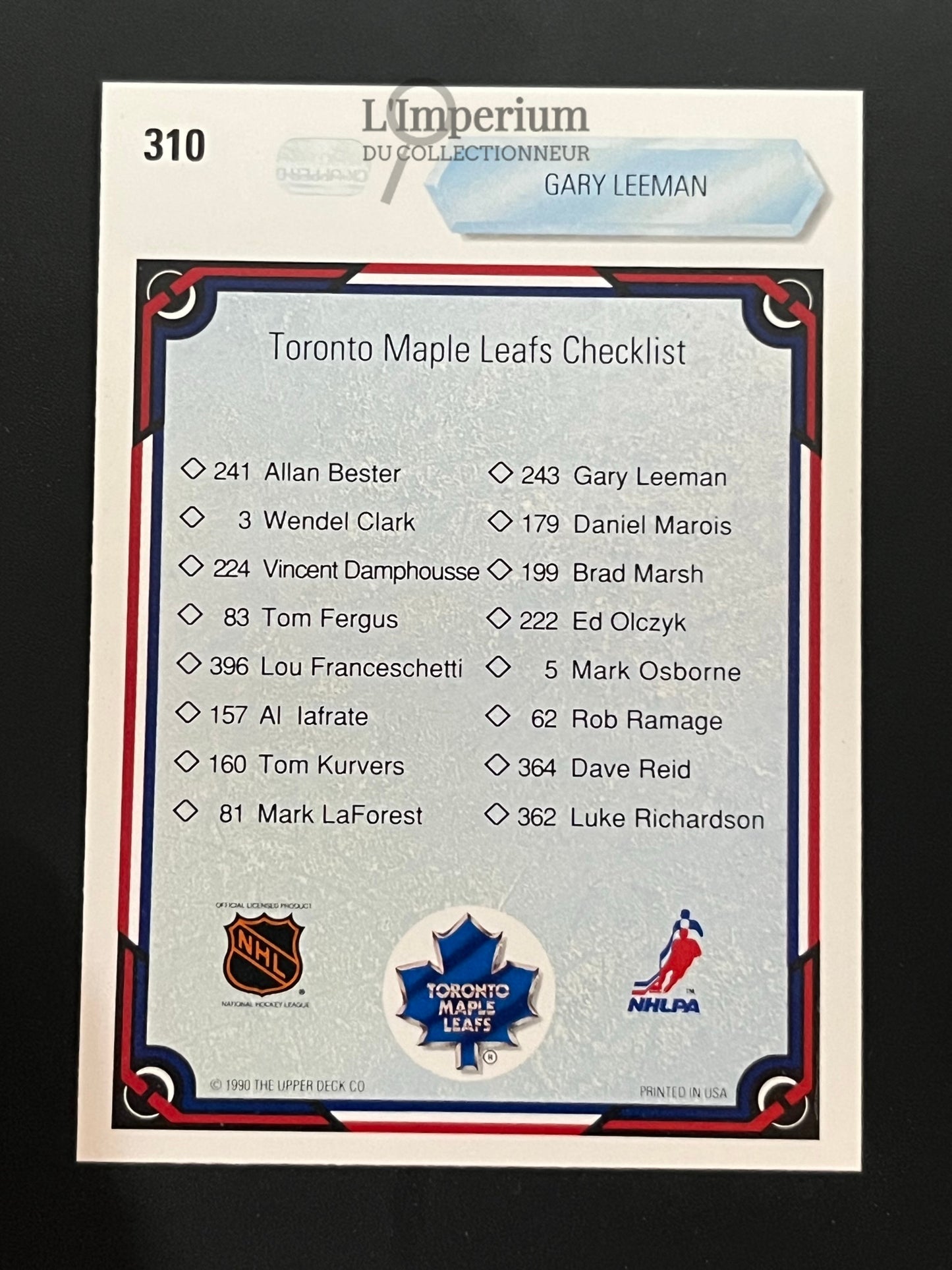 310. Gary Leeman TC Upper Deck 1990-91 Hockey Card