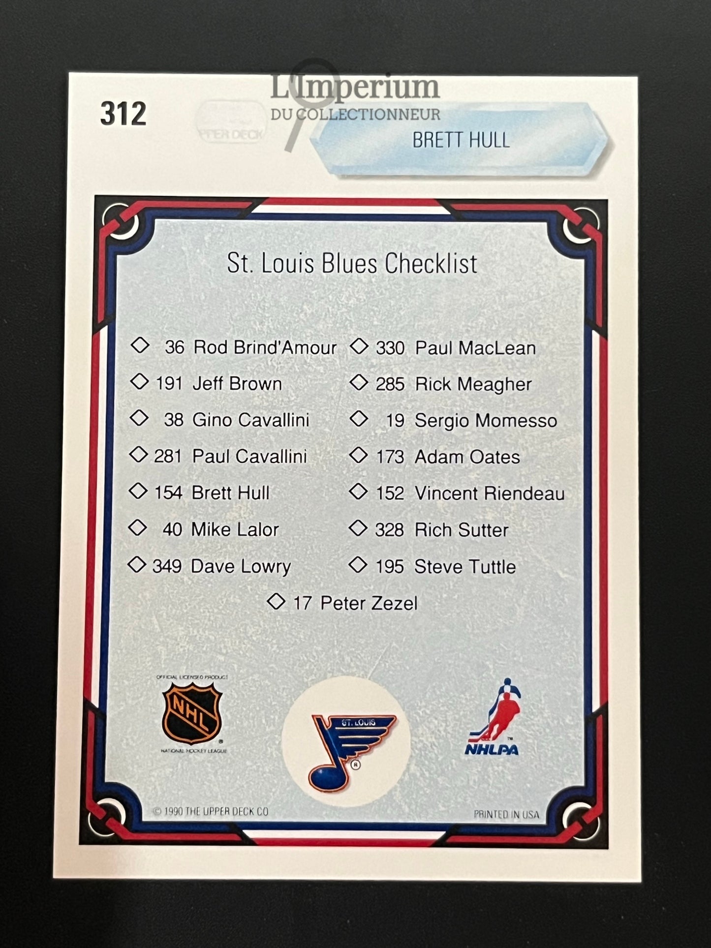 312. Brett Hull TC Upper Deck 1990-91 Hockey Card
