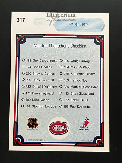 317. Patrick Roy TC Upper Deck 1990-91 Hockey Card