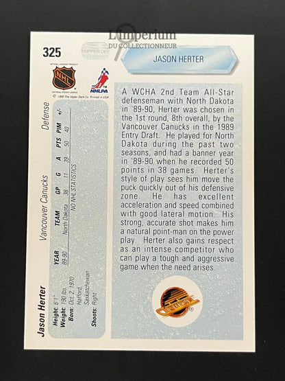 325. Jason Herter RC Upper Deck 1990-91 Hockey Card