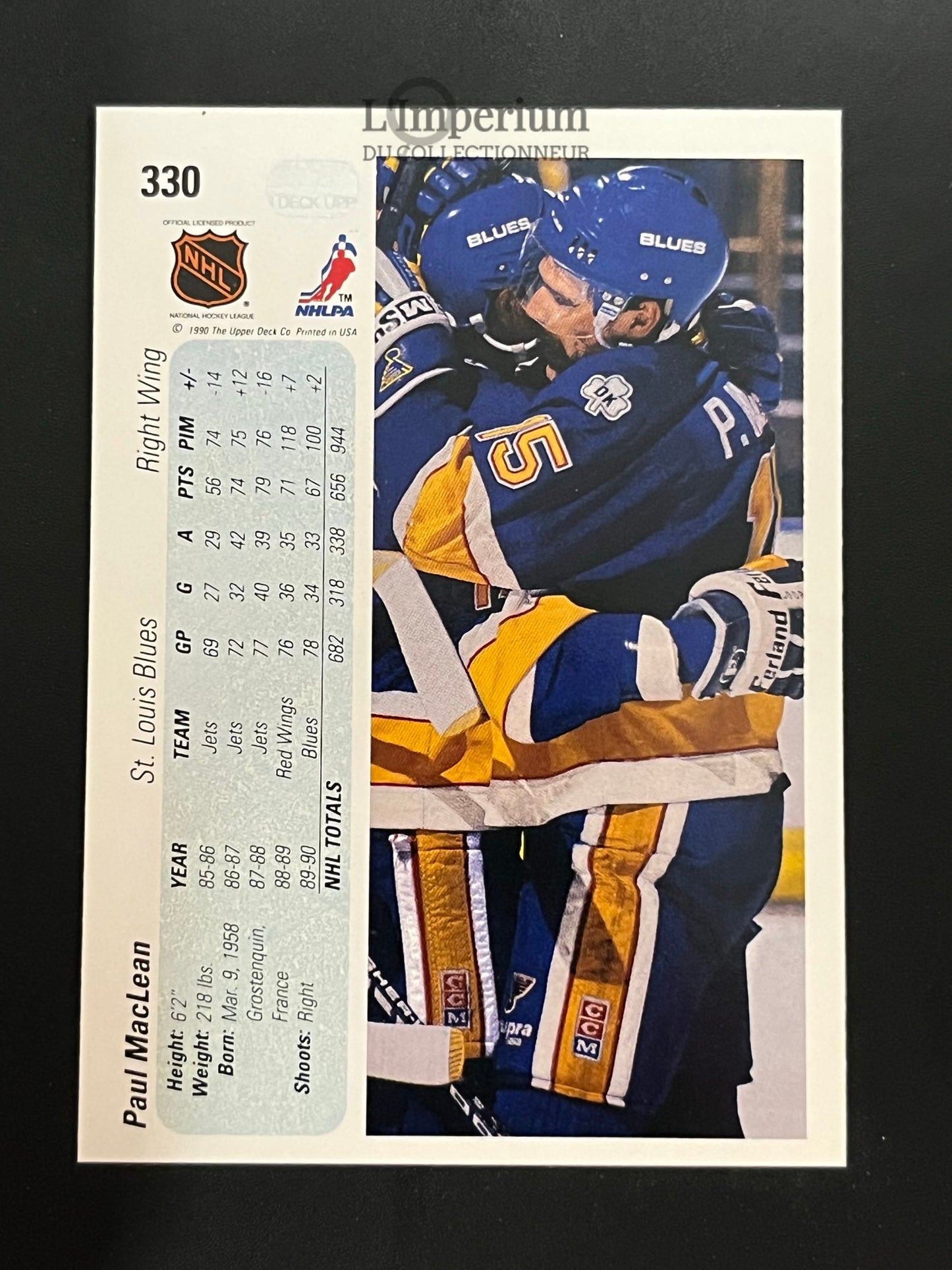 330. Paul Maclean Upper Deck 1990-91 Hockey Card