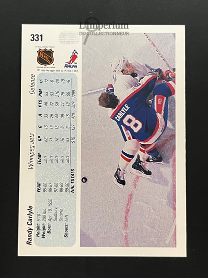 331. Randy Carlyle Upper Deck 1990-91 Hockey Card