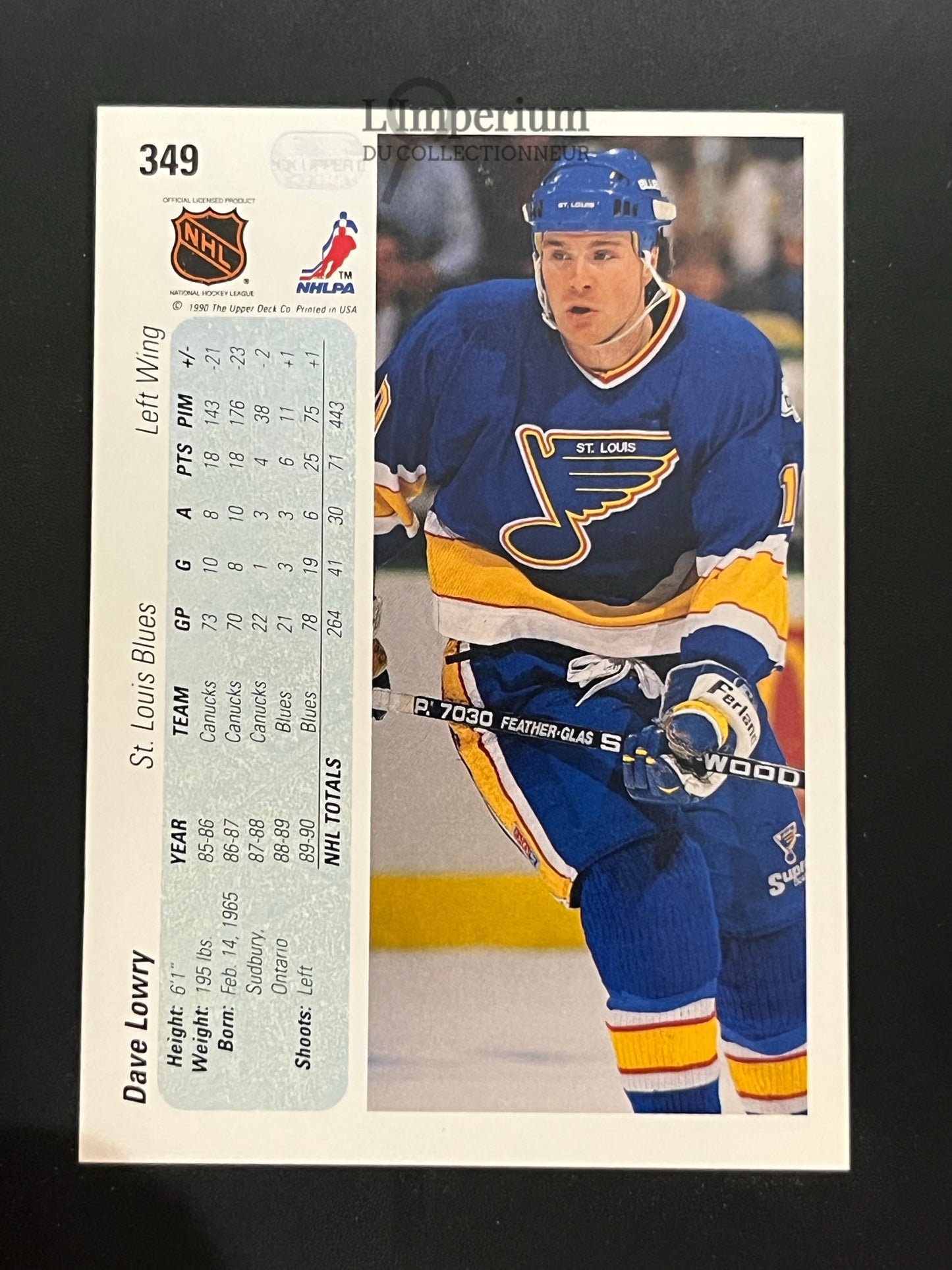 349. Dave Lowry RC Upper Deck 1990-91 Hockey Card