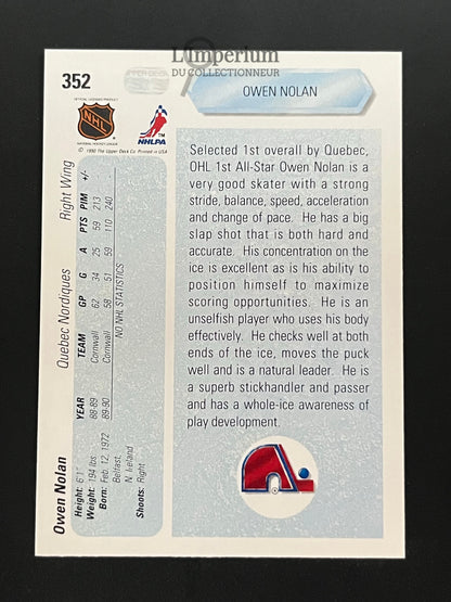 352. Owen Nolan RC Upper Deck 1990-91 Hockey Card