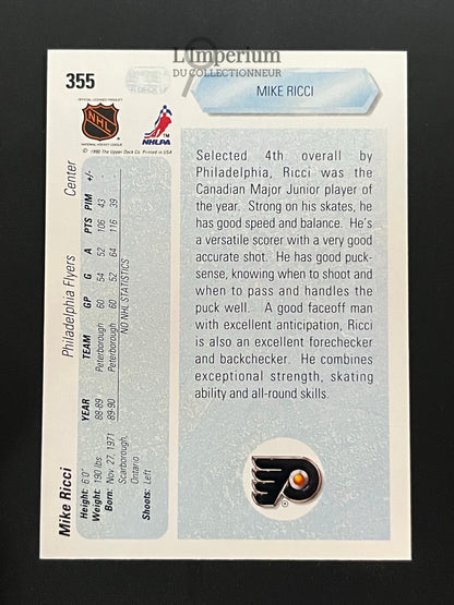 355. Mike Ricci RC Upper Deck 1990-91 Hockey Card