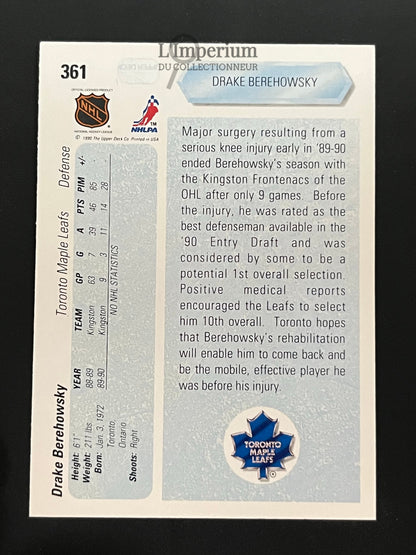 361. Drake Berehowski RC Upper Deck 1990-91 Hockey Card