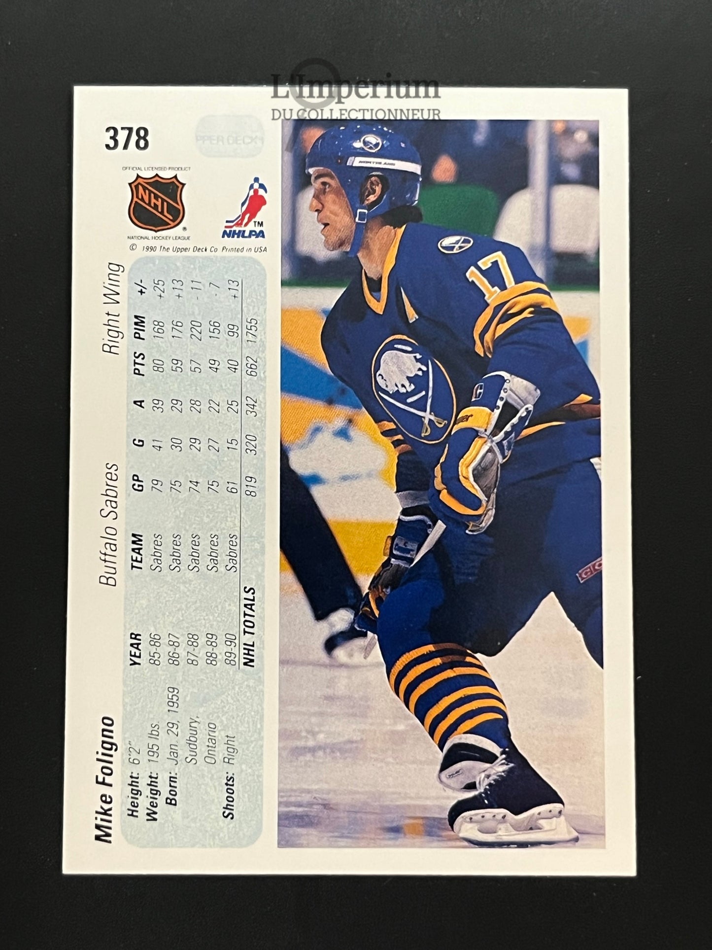 378. Mike Foligno Upper Deck 1990-91 Hockey Card