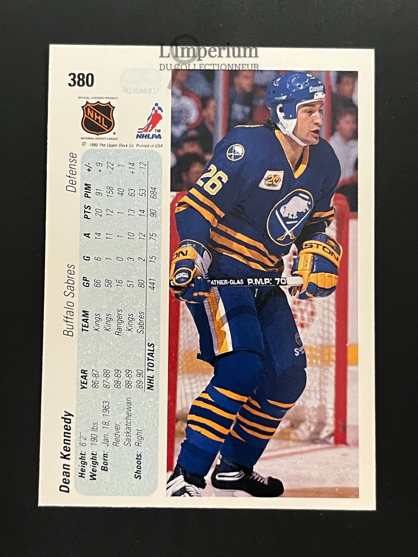 380. Dean Kennedy RC Upper Deck 1990-91 Hockey Card