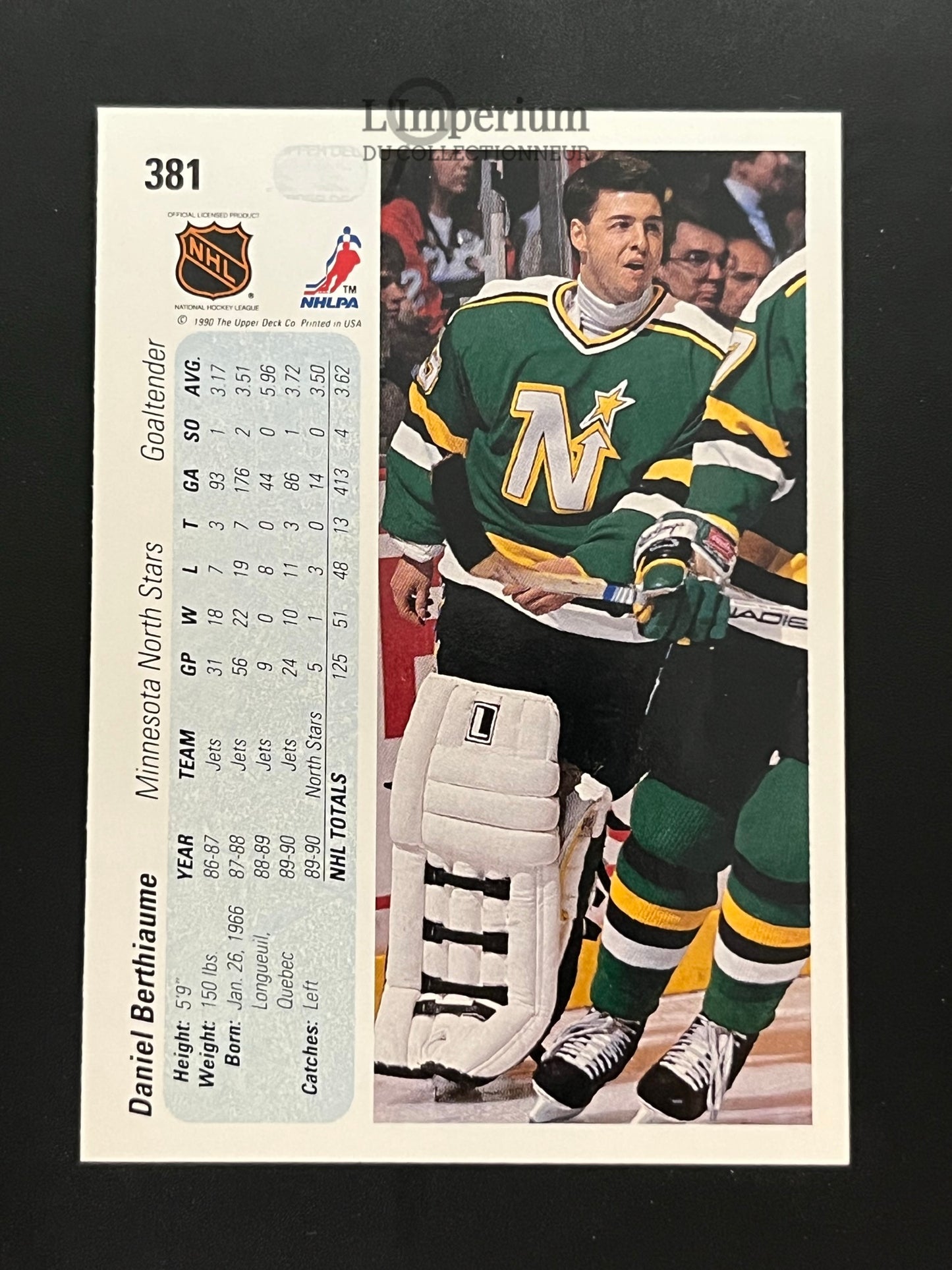 381. Daniel Berthiaume Upper Deck 1990-91 Hockey Card
