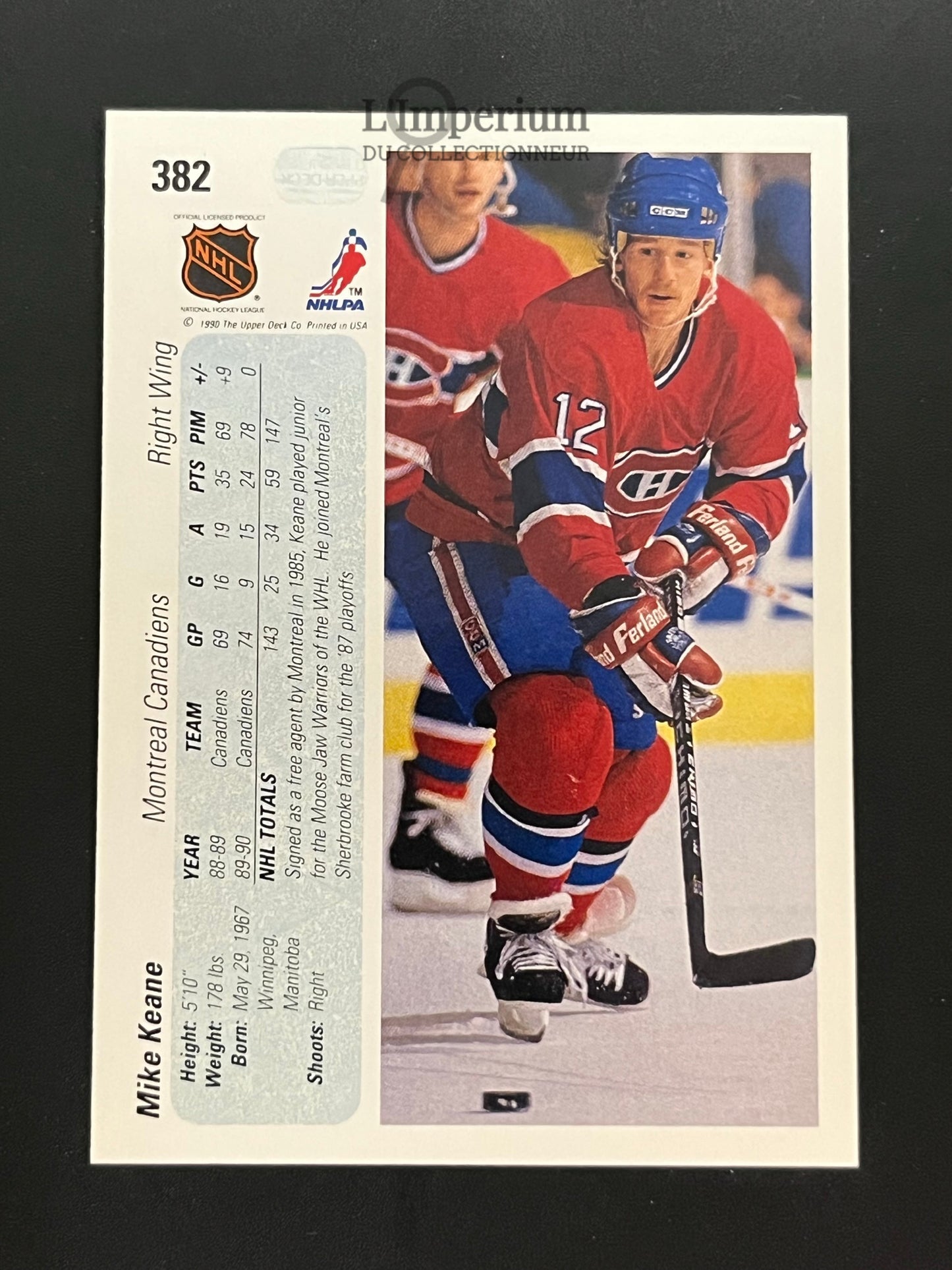 382. Mike Keane RC Upper Deck 1990-91 Hockey Card