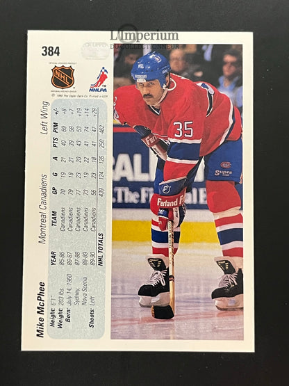 384. Mike McPhee Upper Deck 1990-91 Hockey Card