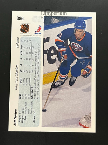 386. Jeff Norton Upper Deck 1990-91 Hockey Card