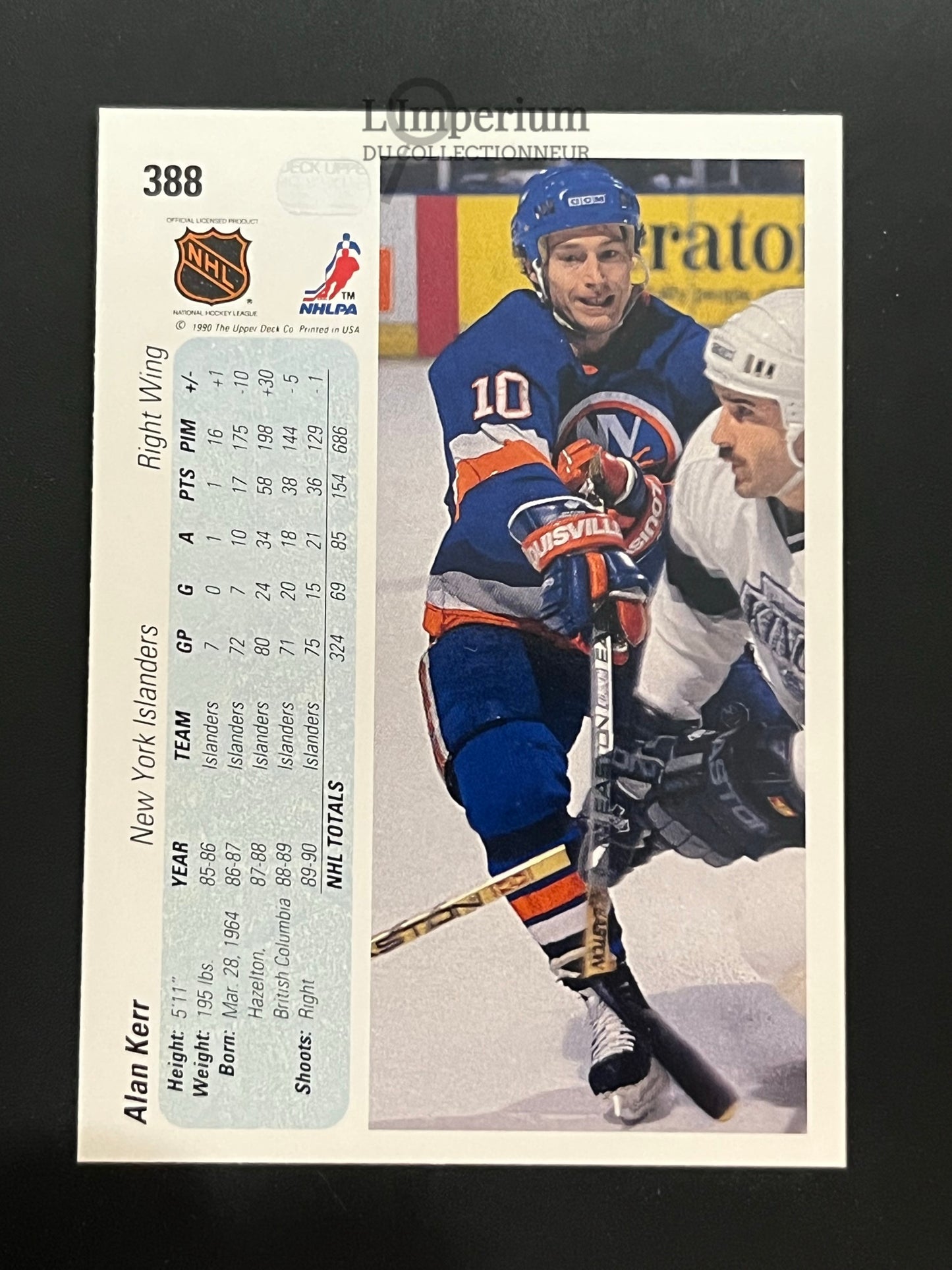 388. Alan Kerr Upper Deck 1990-91 Hockey Card