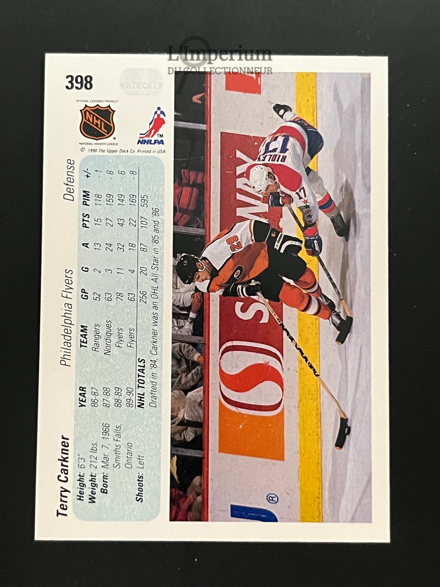398. Terry Carkner Upper Deck 1990-91 Hockey Card