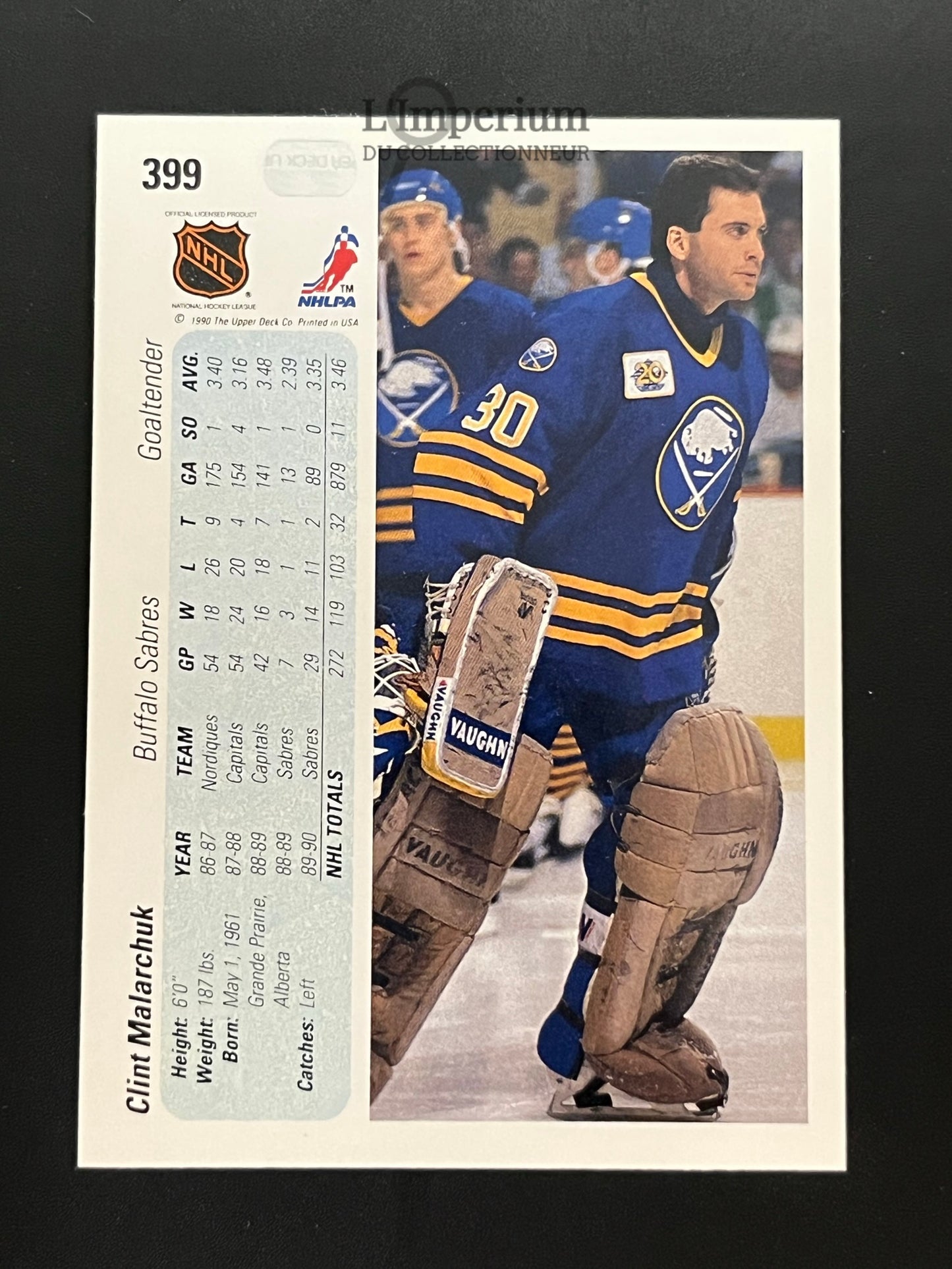 399. Clint Malarchuk Upper Deck 1990-91 Hockey Card
