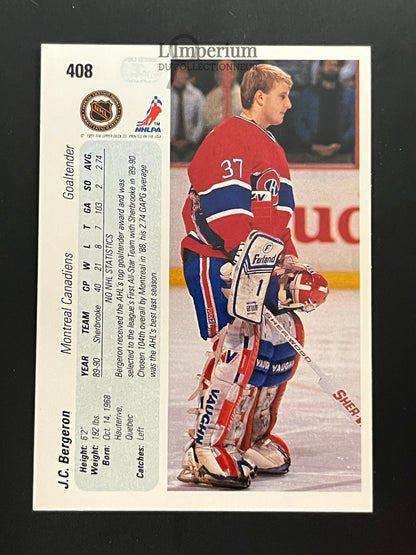 408. J.C. Bergeron RC Upper Deck 1990-91 Hockey Card