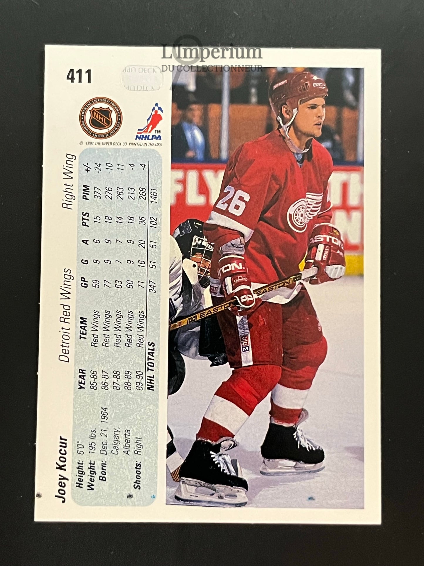411. Joey Kocur RC Upper Deck 1990-91 Hockey Card
