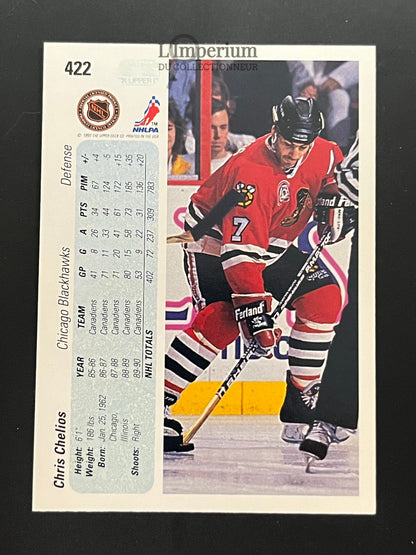 422. Chris Chelios Upper Deck 1990-91 Hockey Card