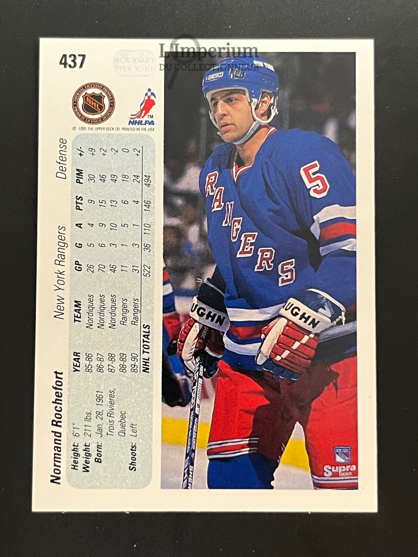 437. Normand Rochefort Upper Deck 1990-91 Hockey Card